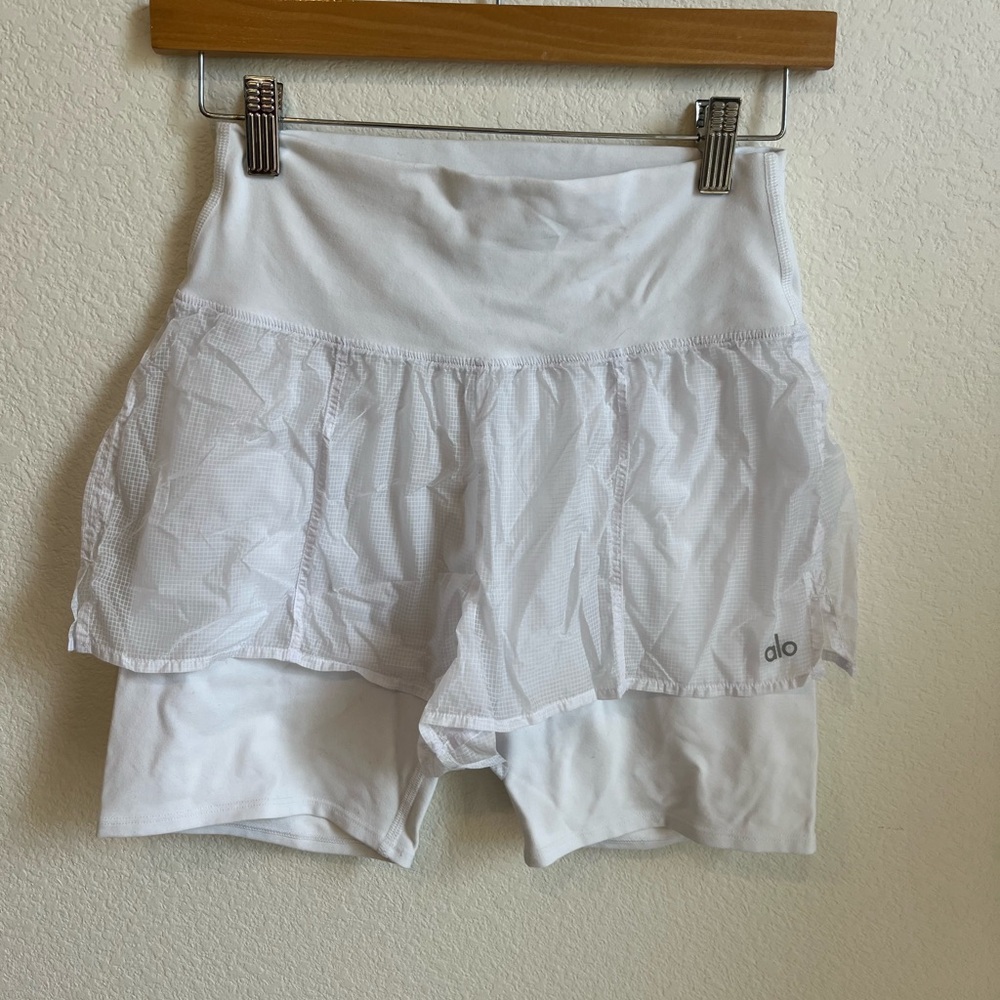 Alo White Tennis Skirt with Shorts